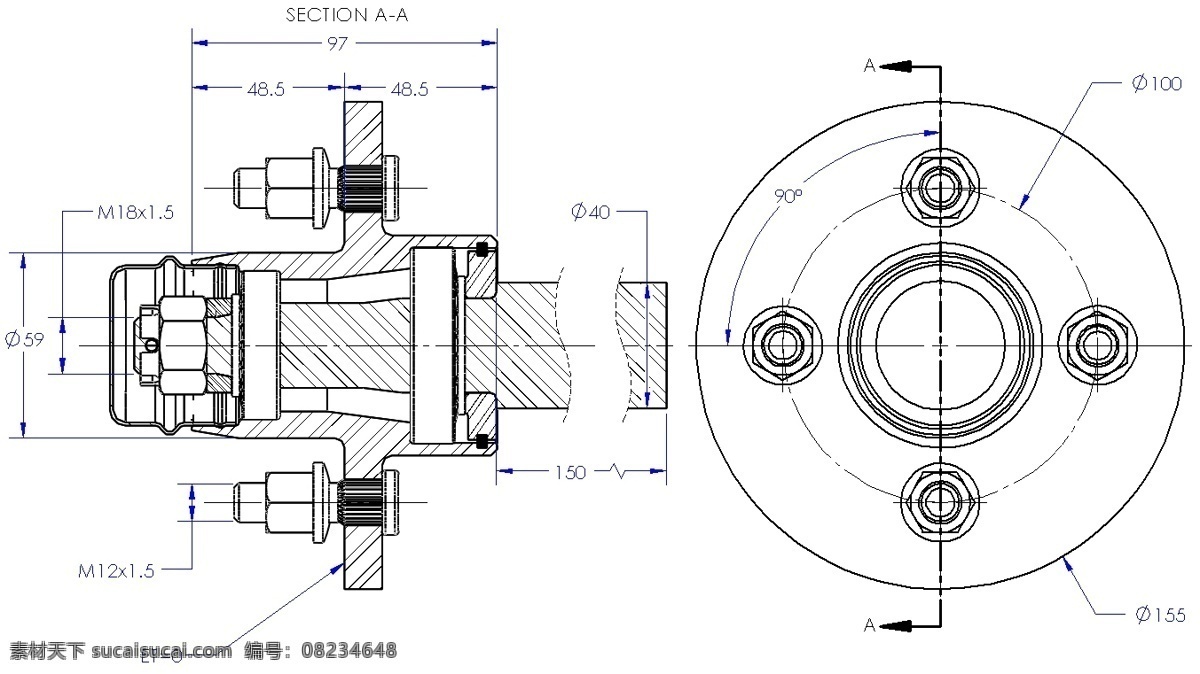 挂车 轮毂 存根 组件 车轮 轴承 枢纽 拖车 轴 3d模型素材 其他3d模型