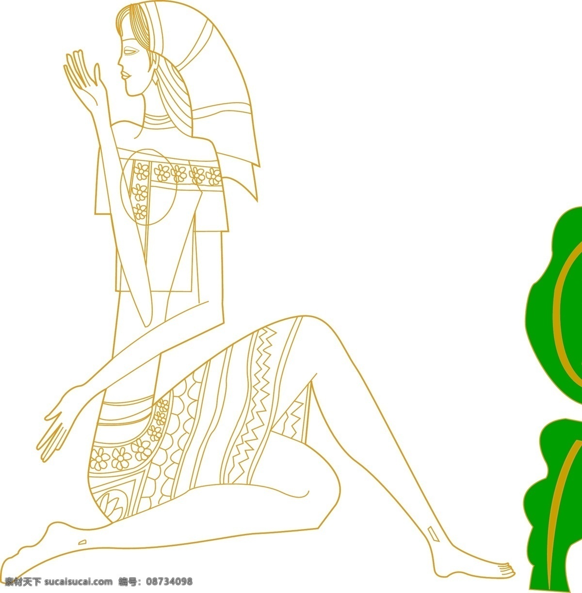 装饰画 线描 丁绍光 矢量人物 妇女女性 矢量图库