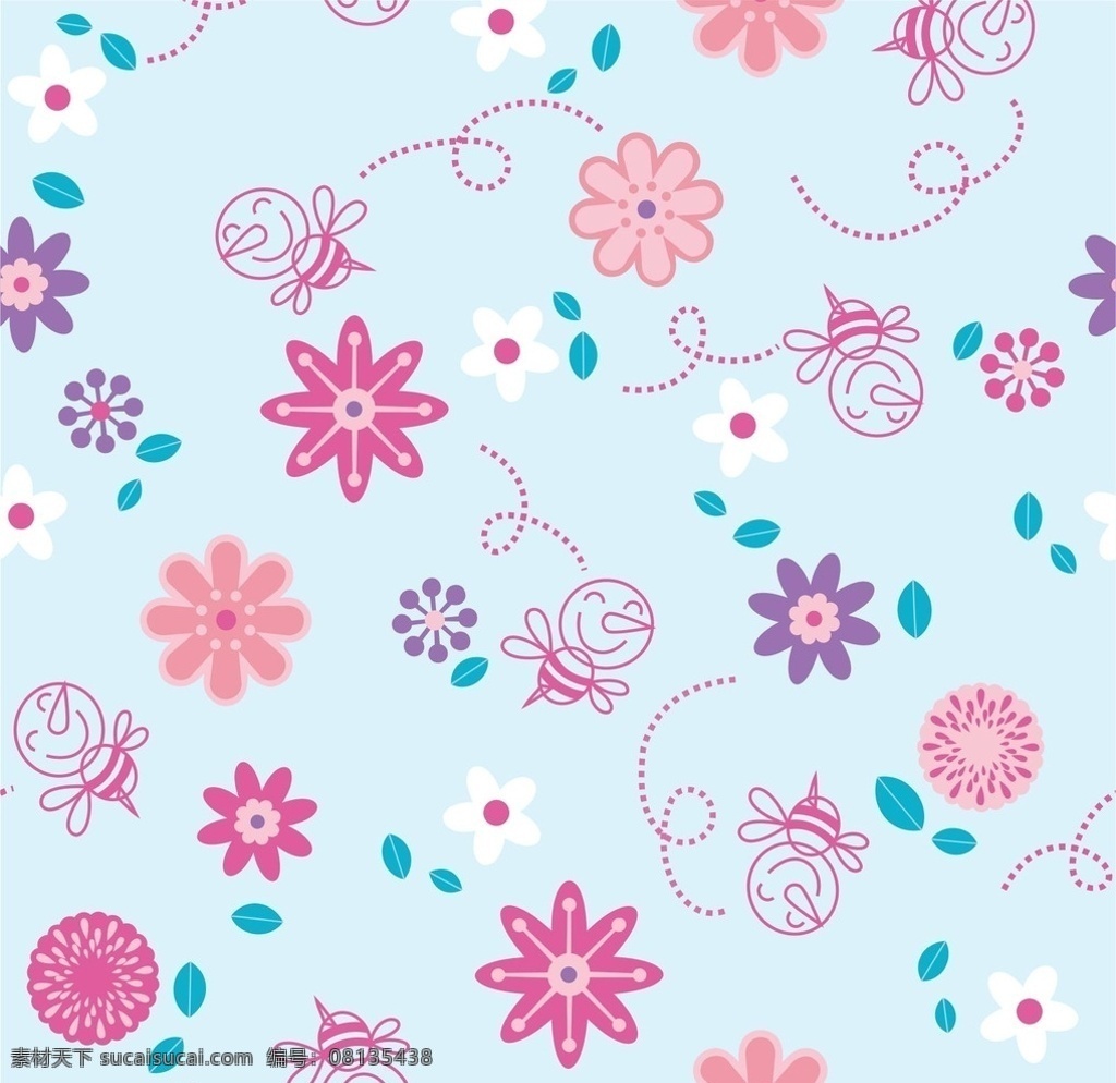 儿童服饰 卡通 印花 循环 图 儿童 服饰 花朵 彩色 循环图 印花循环图