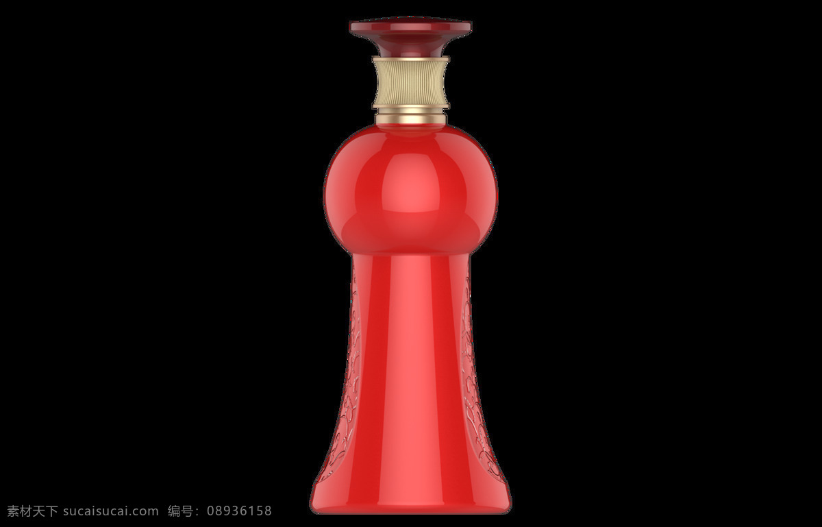 裙摆 白酒 瓶 白酒瓶 中国红 包装设计 酒瓶 效果图 透底图 3d设计 3d作品