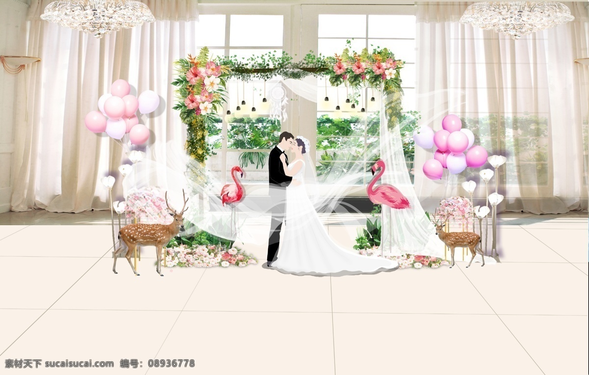 森 系 ins 风 合影 区 捕梦网 小鹿 气球 ins风 合影区