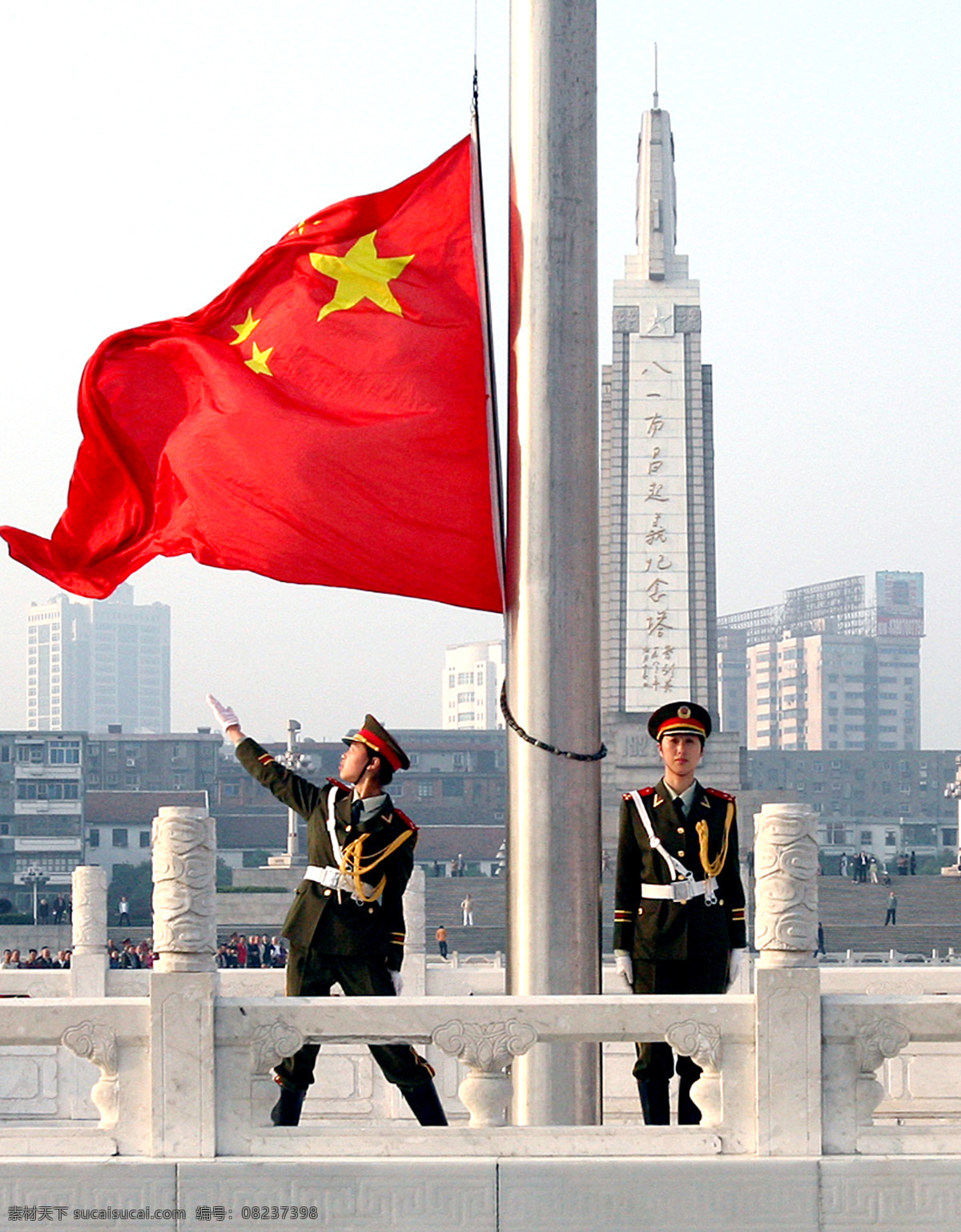 升旗 八一起义 国旗 建筑摄影 建筑园林 解放军 摄影图库 五星红旗 升旗仪式 江西南昌 南昌风光 psd源文件