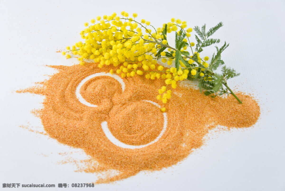 沙子 上 数字 花朵 妇女节 三八节 节日庆典 生活百科