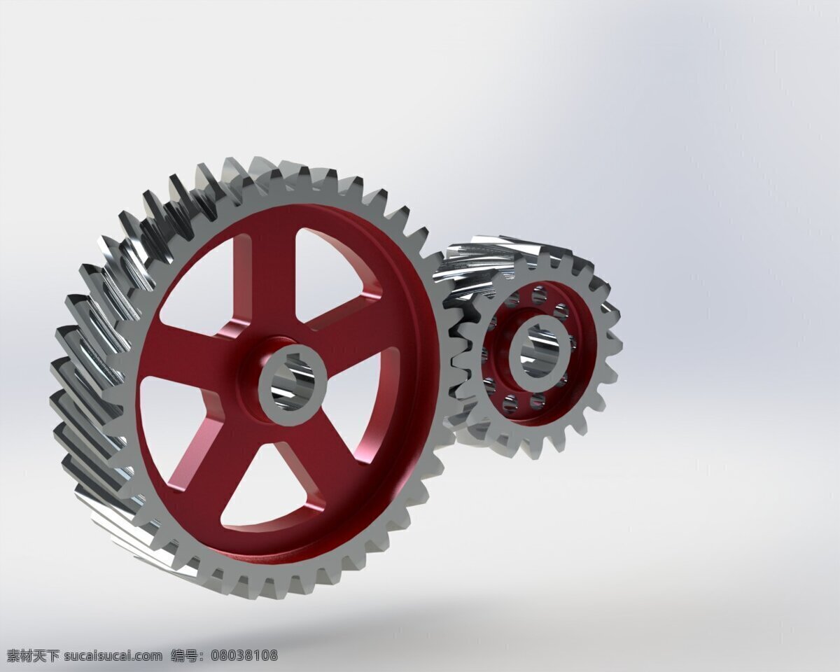 螺旋 齿轮 副 机械 渐开线 3d模型素材 3d打印模型