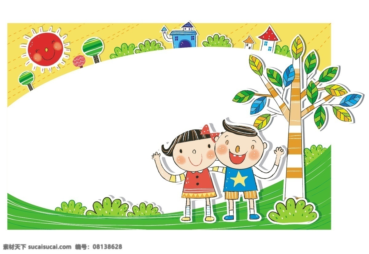 小孩和绿地