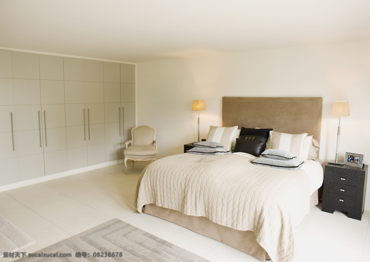 室内 现代 简约 家装 卧室 效果图 白色 素雅