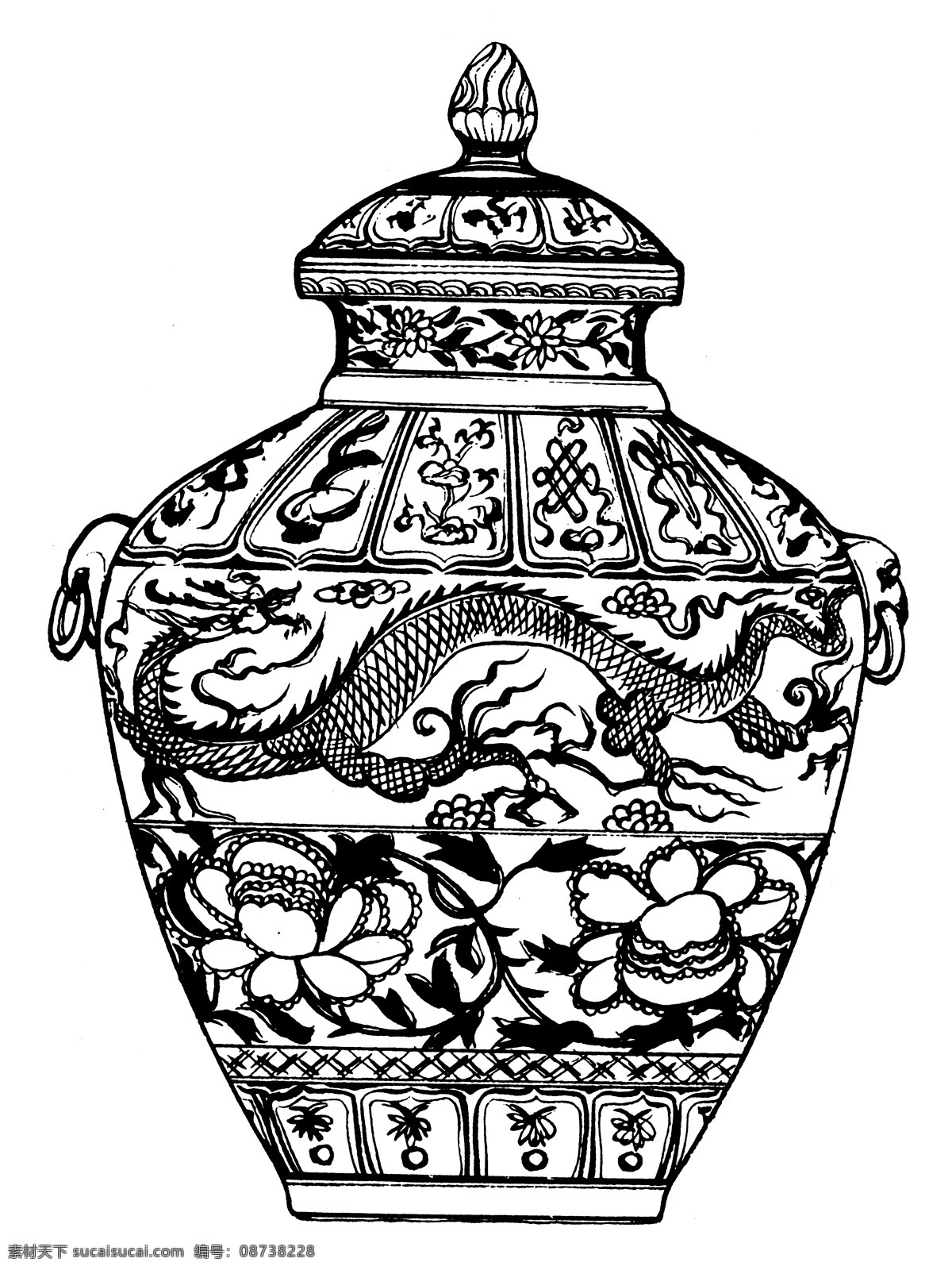 器物图案 元明时代图案 中国 传统 图案 设计素材 装饰图案 书画美术 白色