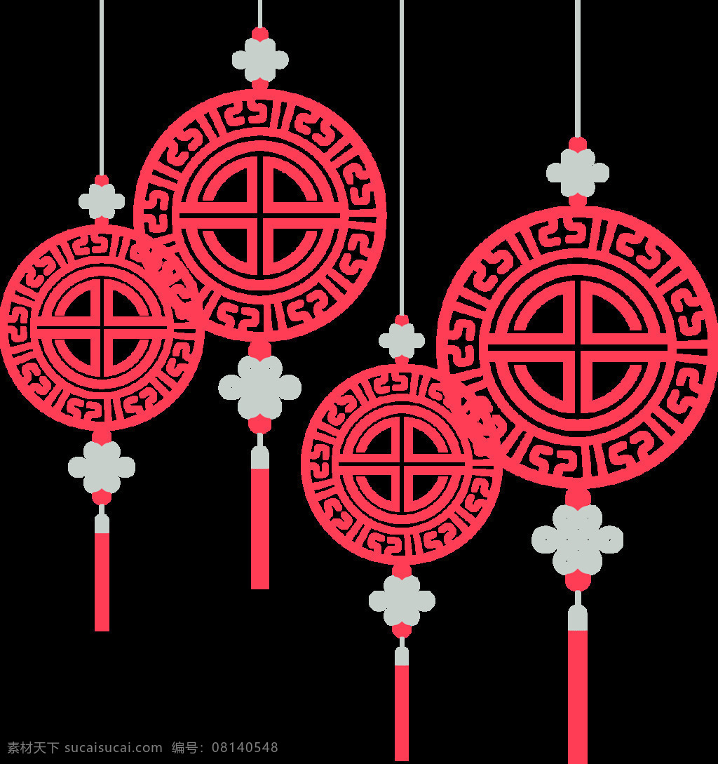 中式 红色 中国结 挂饰 元素 png元素 春节 过年素材图片 免抠元素 透明元素 中国风