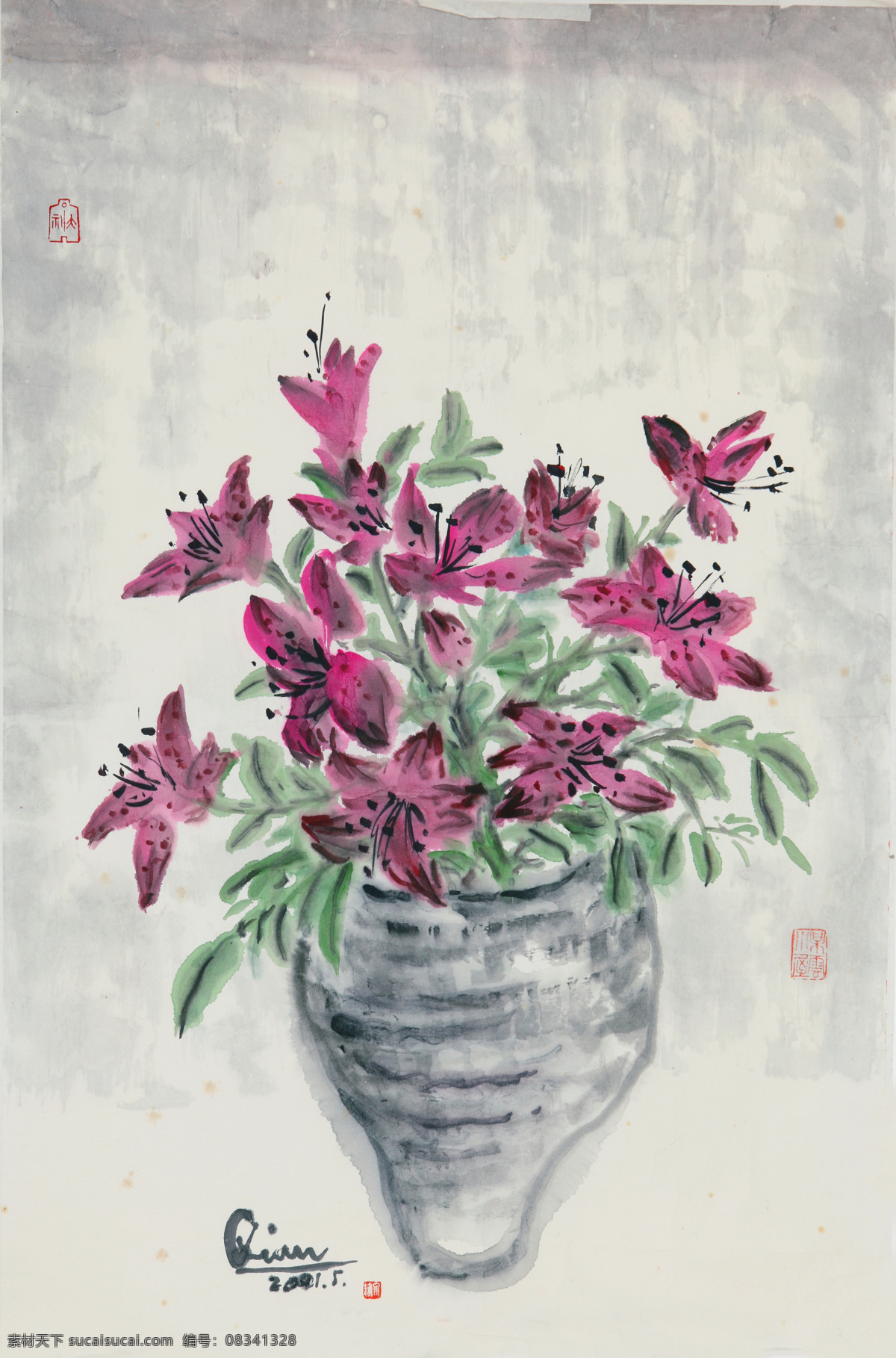 杜鹃花 烂熳 刺绣 室内装饰设计 中国画 写意花卉画 洋杜鹃 钱大礼作品 工艺美术 平面广告 装饰设计 文化艺术