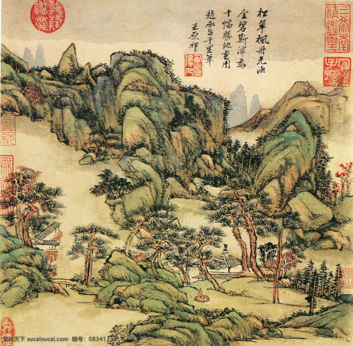 国画 古代 林间 林木 树林 家居装饰素材 山水风景画