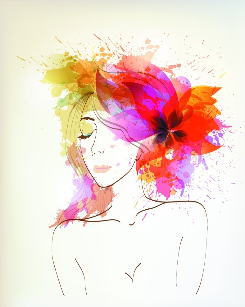 水墨 美女 花纹 头像 墨迹 浪漫 春姑娘 女孩 女人 少女 天使 姑娘 优雅 性感 美女花纹 花纹美女 春天美女 卡通 插画 时尚 潮流 梦幻 装饰 背景 底纹 矢量 女孩剪影 妇女女性 矢量人物 人物矢量素材