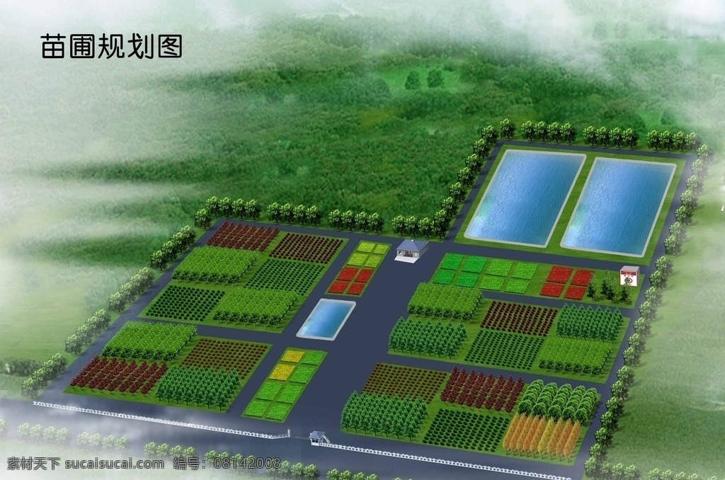 苗圃 效果图 绿化 花圃 城市绿化 绿地效果图 分层