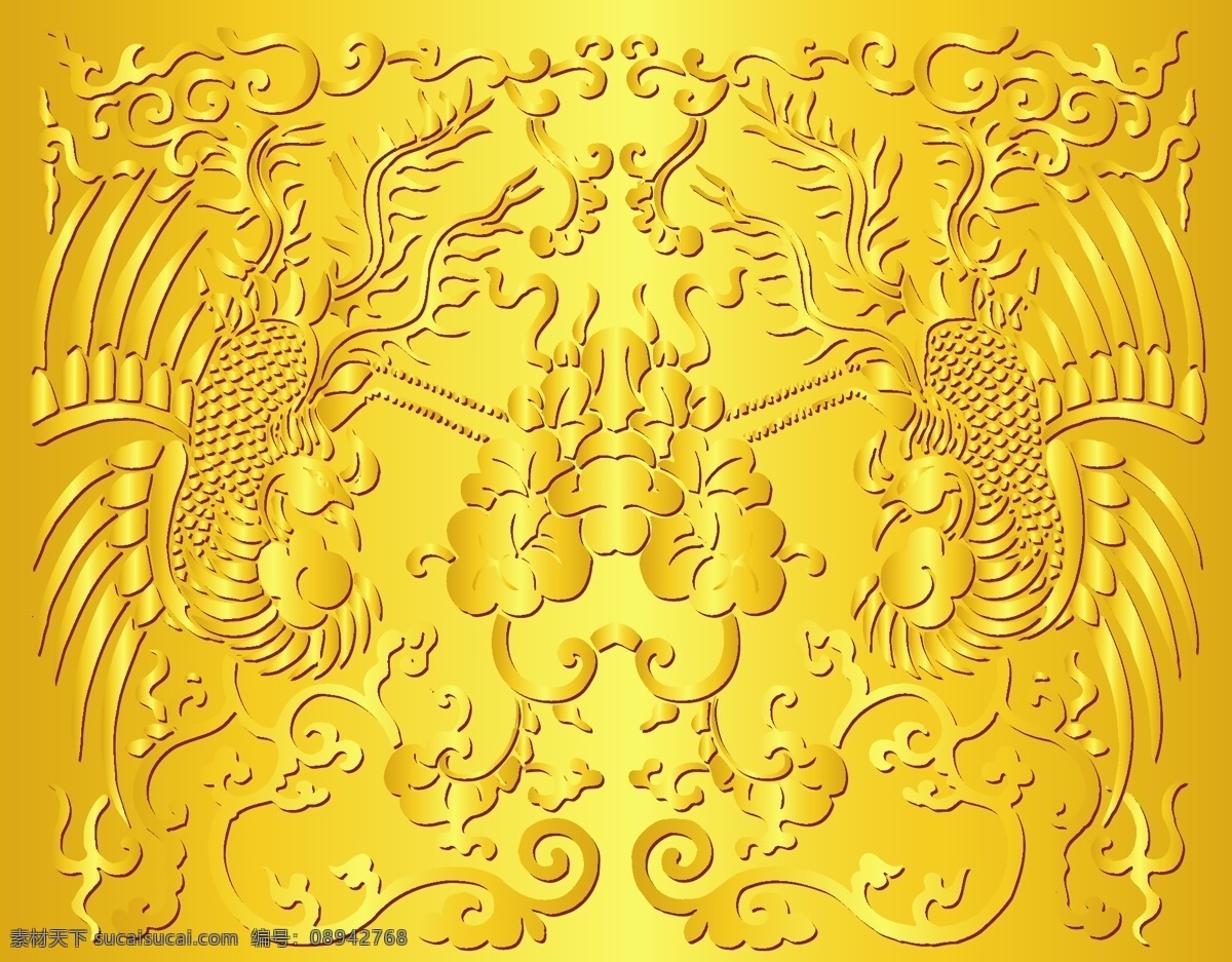金凤凰 凤凰 金色 精美图片 背景 底纹边框 矢量
