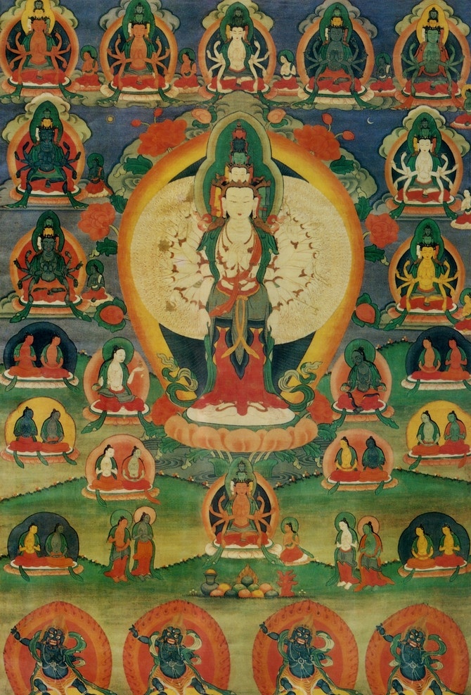 唐卡 佛教 藏传佛教 佛 宗教 宗教信仰 菩萨 西藏 民族 工艺 花纹 千手千眼观音 绘画 艺术 绘画书法 文化艺术