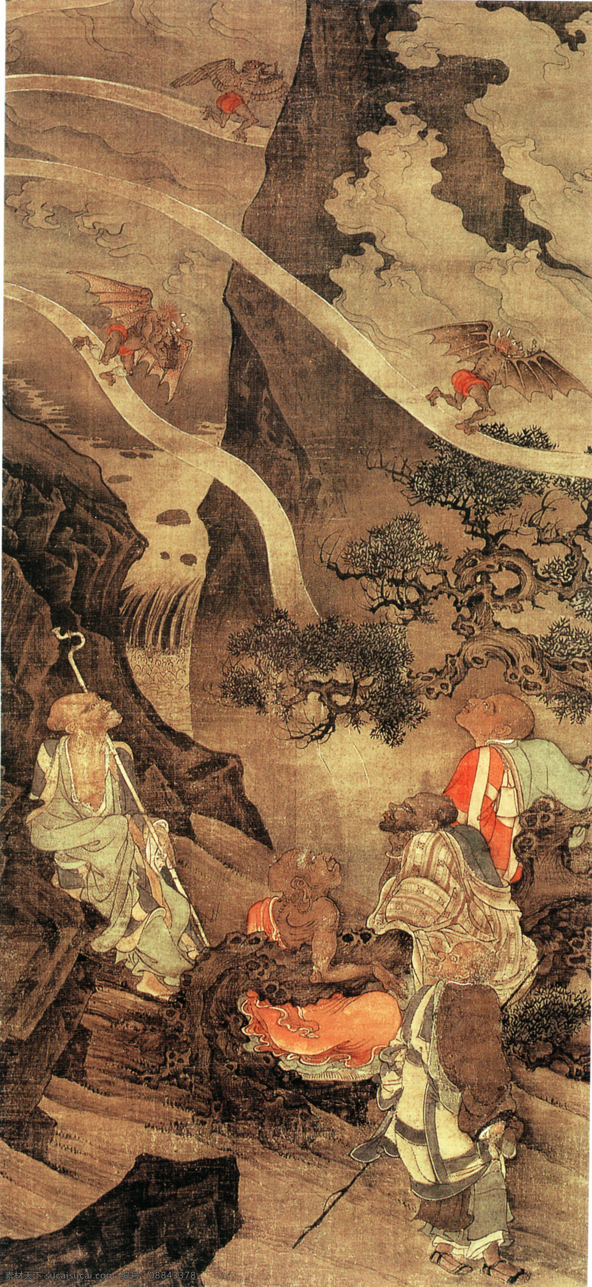 山水 名画 书画 五 百 罗汉 图 第一部 分 古画 山水画 书画真迹 中国水墨画 五百罗汉图 文化艺术