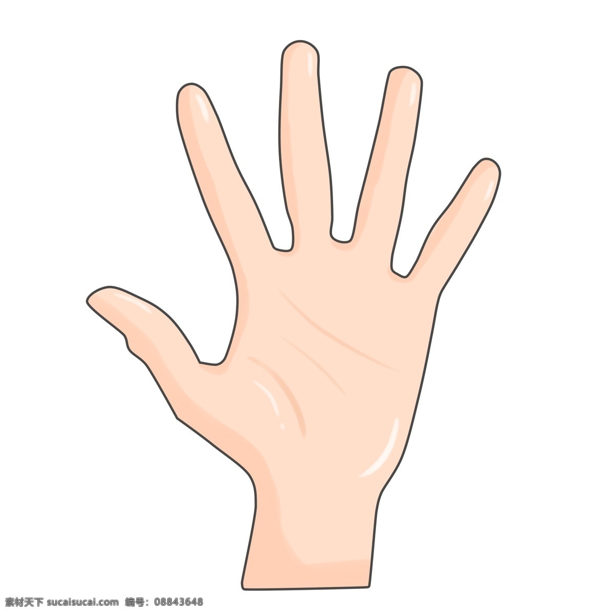 张开 只 手掌 插画 五根手指插画 张开的手掌 创意手势插画 一只手 立体逼真的手 黄色的手