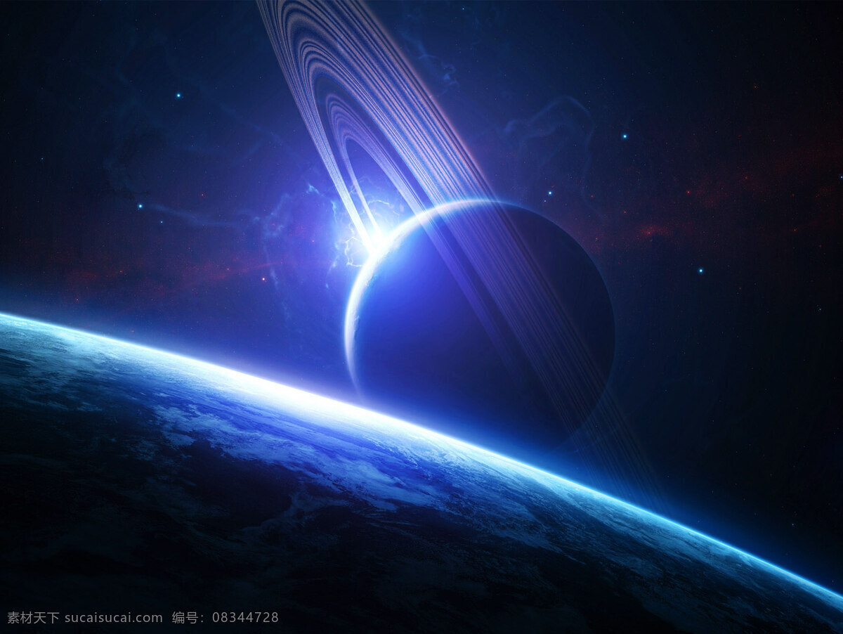简约 蓝色 星球 亮光 背景 浩瀚