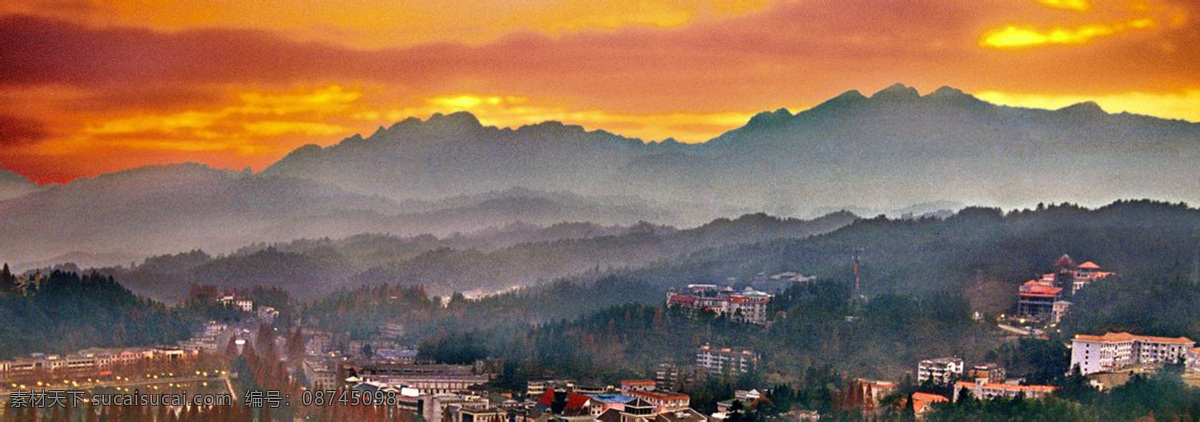 井冈山 茨坪 景区 景观 景点 风景 旅游 茨坪镇 晚霞 傍晚 夕阳 自然景观 风景名胜