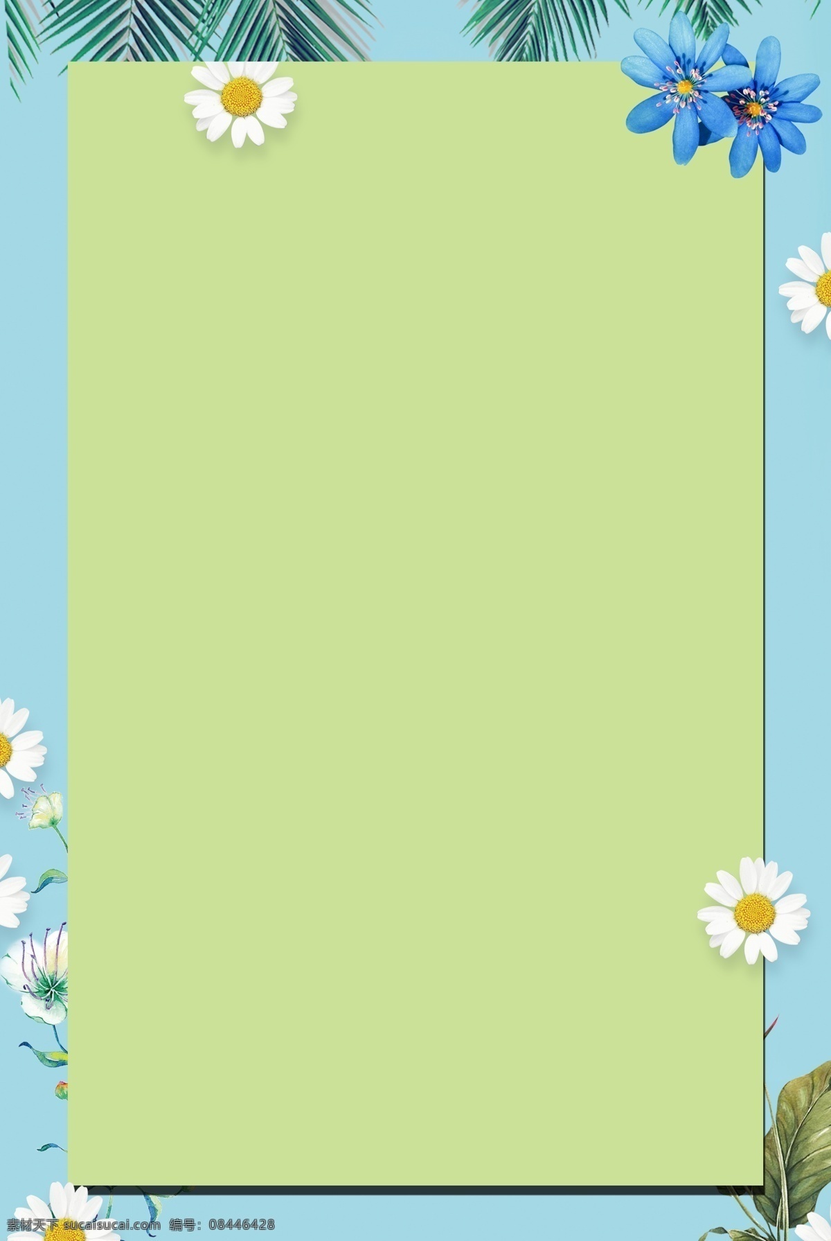 边框 蓝色 简约 风 海报 banner 背景 蓝色背景 简约风格 psd源文件 淘宝 天猫 海报背景 花卉