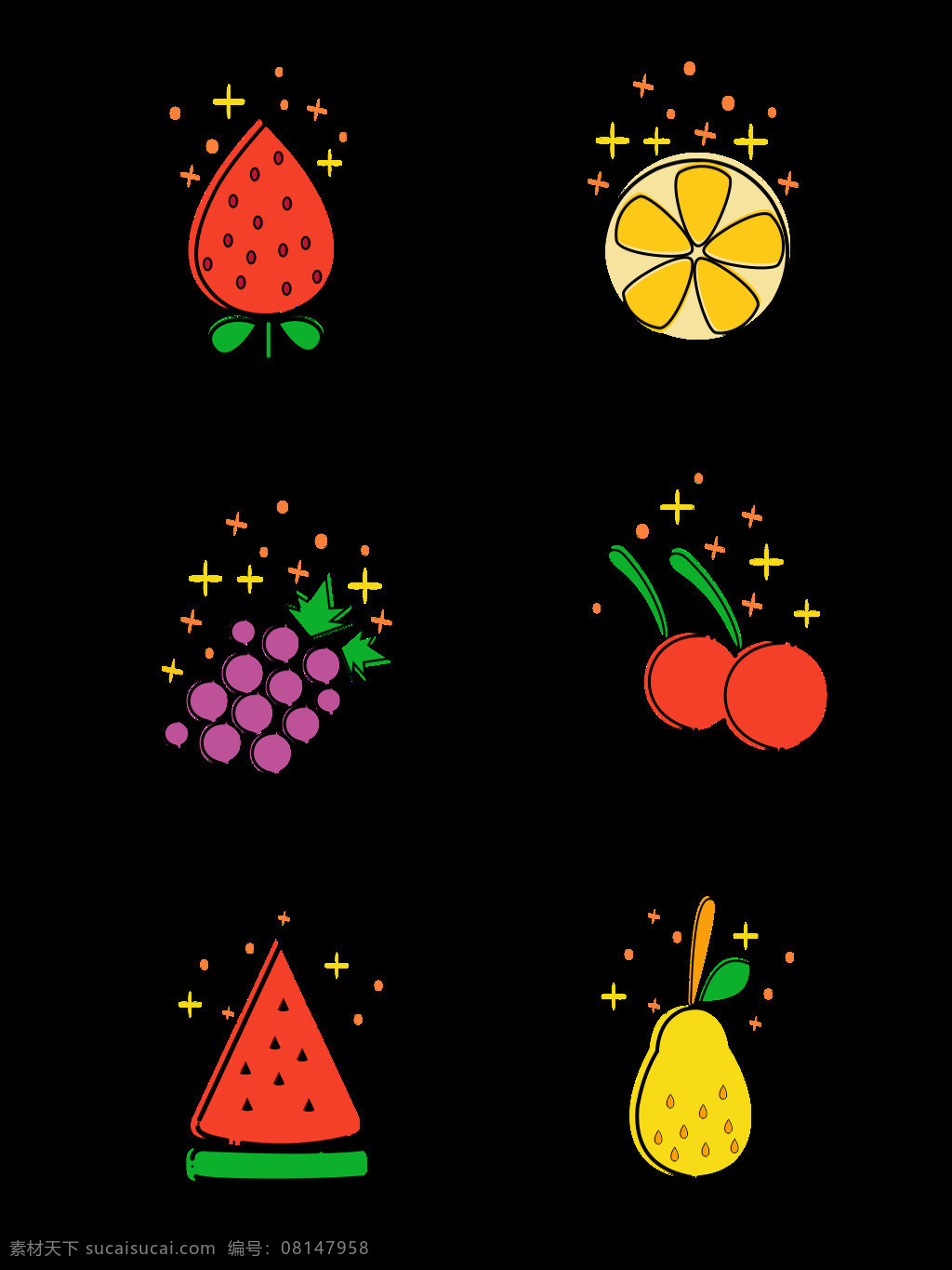 mbe 图标 元素 卡通 可爱 简约 水果 图案 葡萄 mbe图标 元素设计 草莓 柠檬 樱桃 西瓜 梨