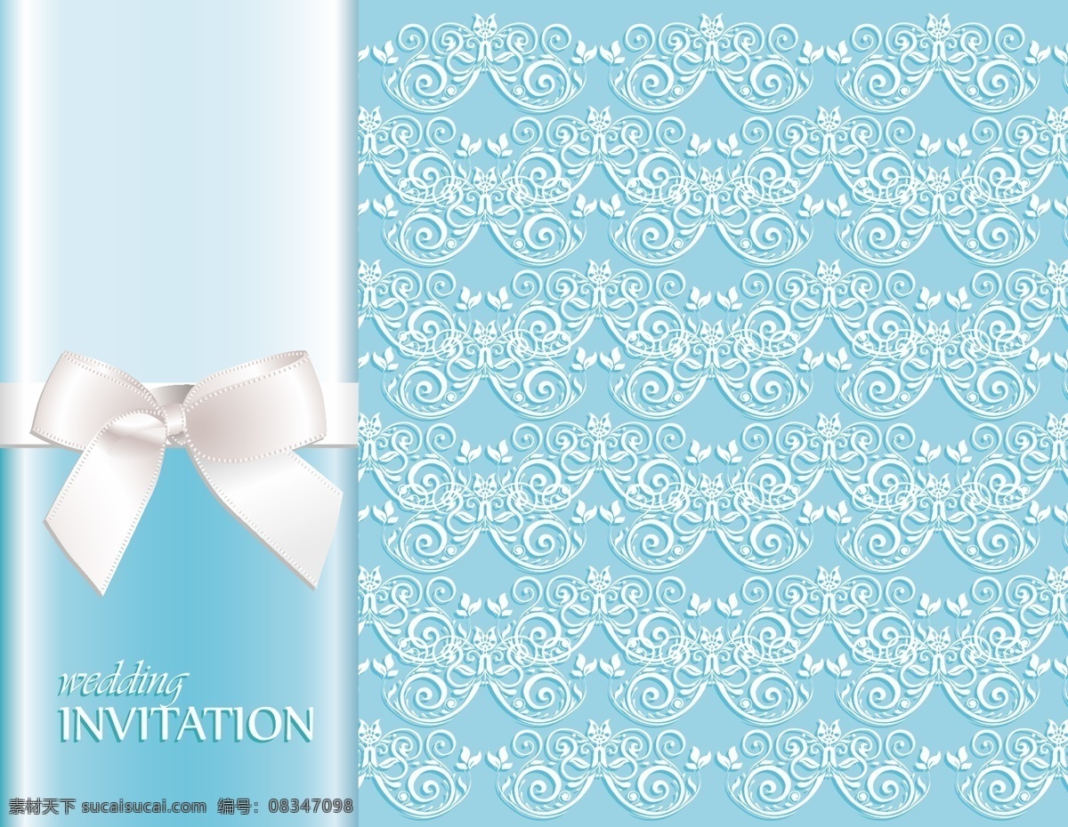 蓝色请柬 蝴蝶节 婚礼请柬 青色 天蓝色