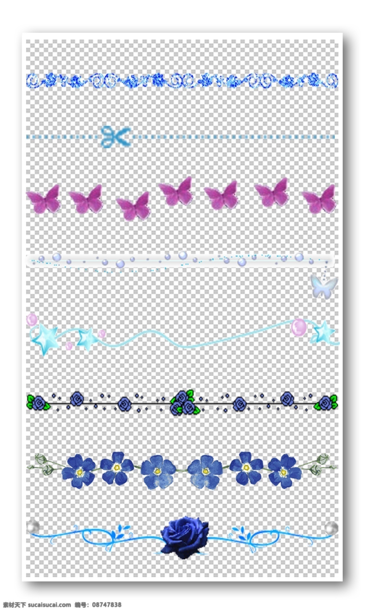 蓝色 花纹 边框 元素 可爱 动物 花朵 花纹边框 卡通 植物 手绘 小报边框 手抄报边框 免费模版 平面模版 元素模版