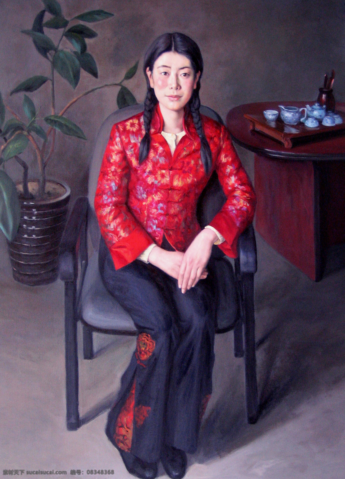 辫子 美女 油画 写生 肖像画 儿童油画肖像 人物肖像画 东方 人物 油画艺术 绘画艺术 装饰画 书画文字 文化艺术