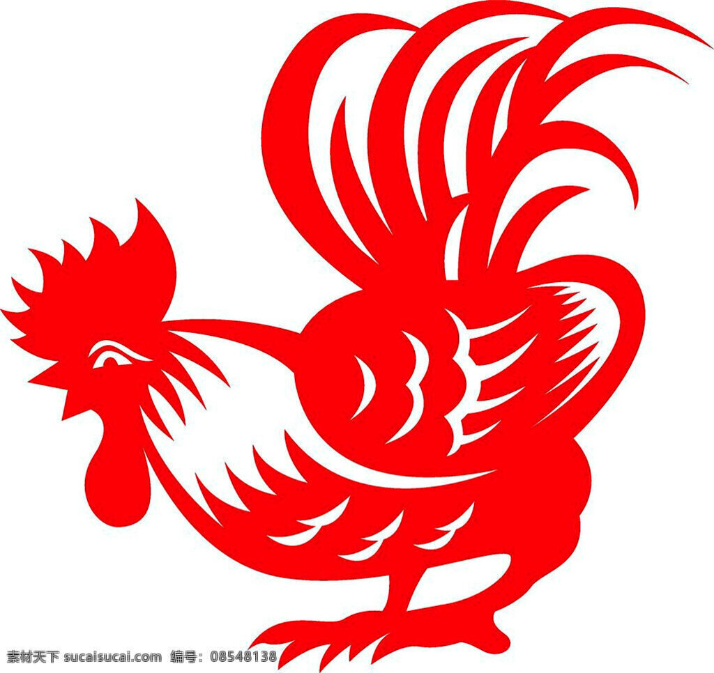 红色 剪纸 大 公鸡 彩色公鸡 2017 贴纸 鸡年 鸡年贺卡素材 鸡年素材 鸡年图案 卡通鸡年 年 春节
