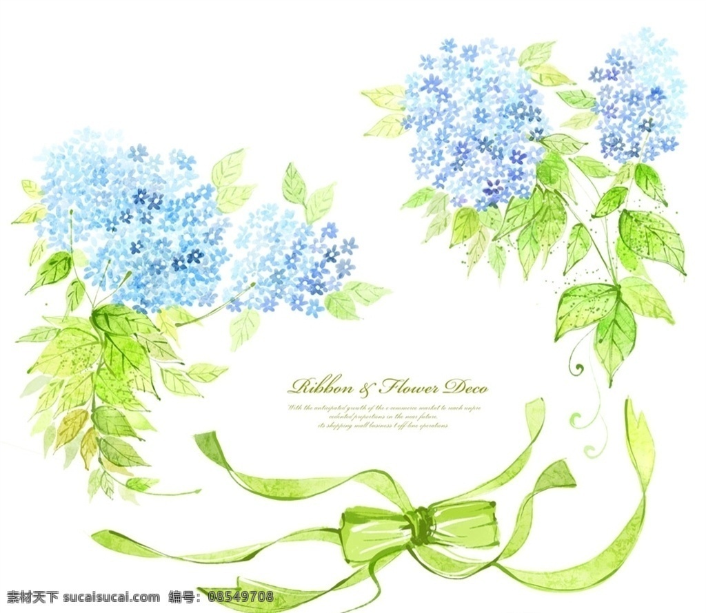 韩国蓝色花朵 蓝色花纹 花朵素材 绿色花朵 花卉纹样 绿叶植物图片