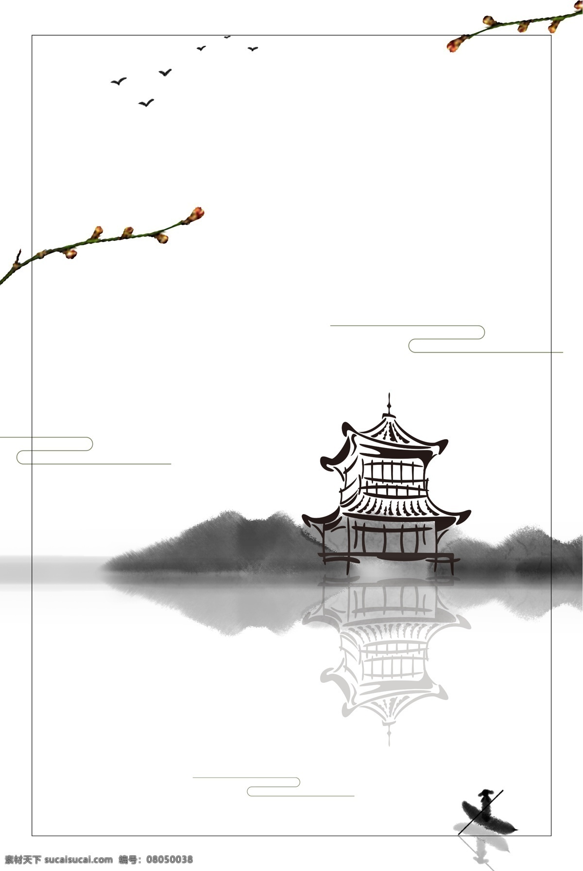 简约 房地产 通用 背景 中国风 古风 山河 通用背景 元素 意境 地产