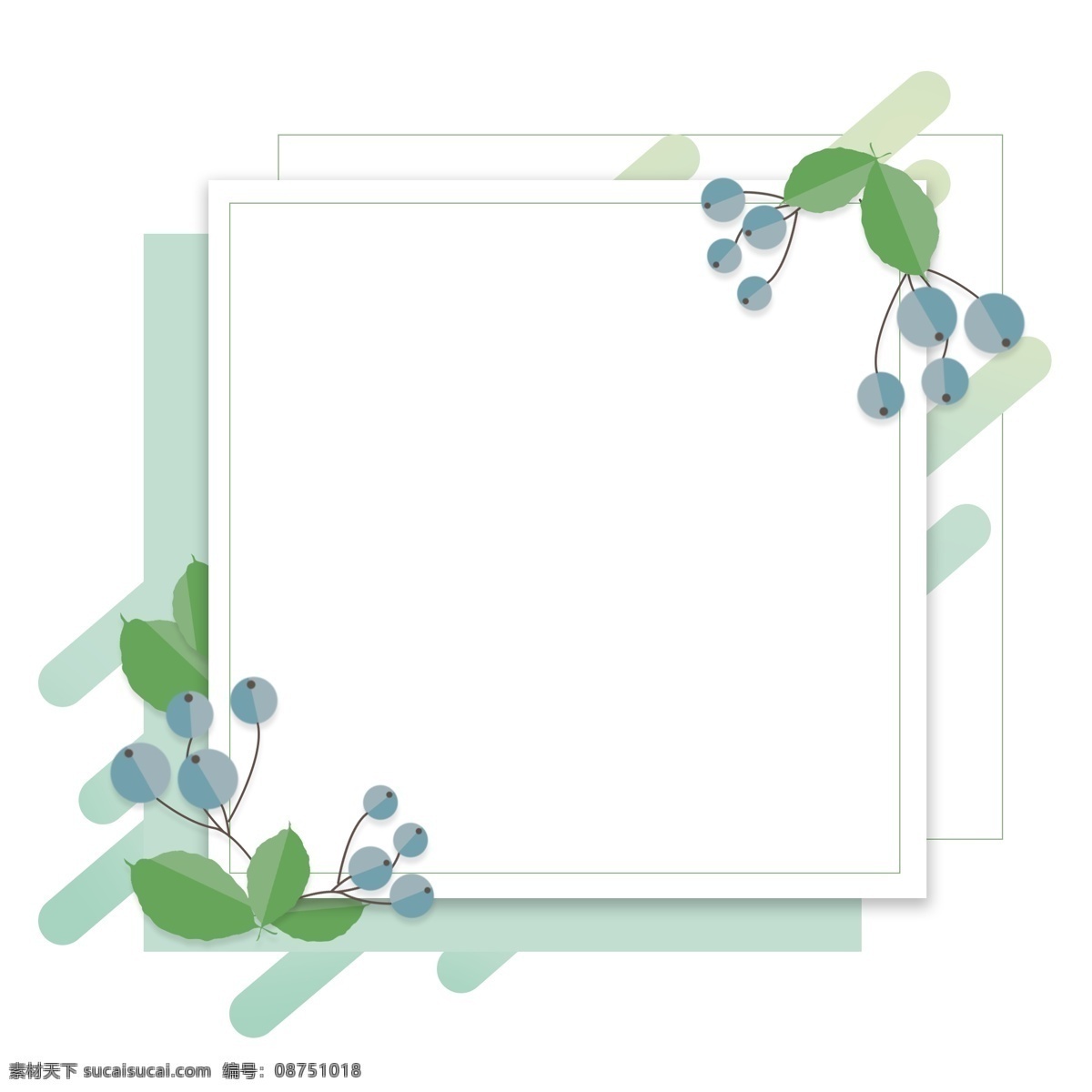 薄荷 绿 手绘 折纸 花卉 植物 卡通 边框 对话框 薄荷绿