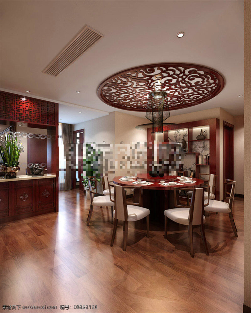 中式 餐厅 模型 室内设计 室内模型 室内设计模型 装修模型 室内 场景 3d模型素材 室内装饰 3d室内模型 max 黑色