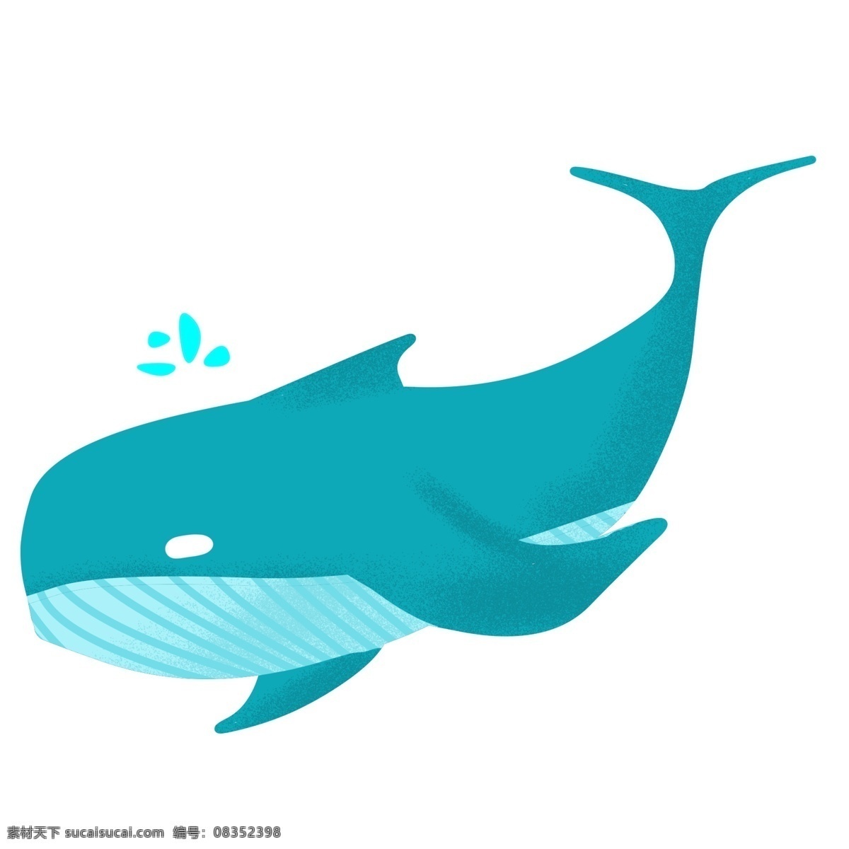 绿色 卡通 鲸鱼 插画 卡通鲸鱼 手绘鲸鱼 海洋动物 海洋生物 水生动物 绿色鲸鱼插画 喷水的鲸鱼 蓝色的水滴