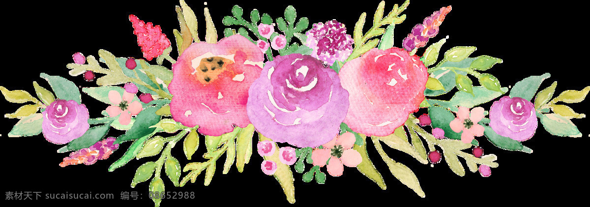红紫 花边 卡通 透明 装饰 花束 彩色 透明素材 免扣素材 装饰图案