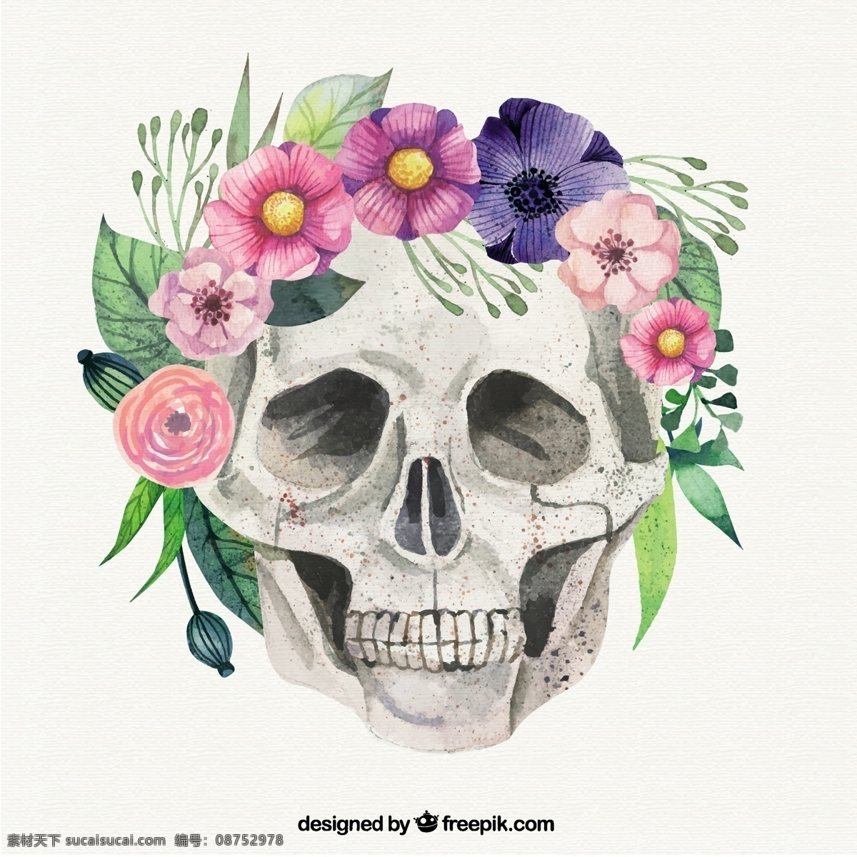 手工 彩绘 骷髅 花纹 花 手工彩绘 彩绘骷髅