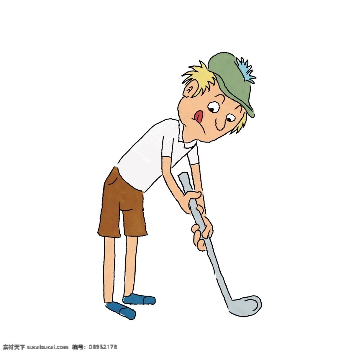 卡通 手绘 男孩 打球 矢量 卡通男孩 可爱 可爱男孩 打球的男孩 打高尔夫球 高尔夫球