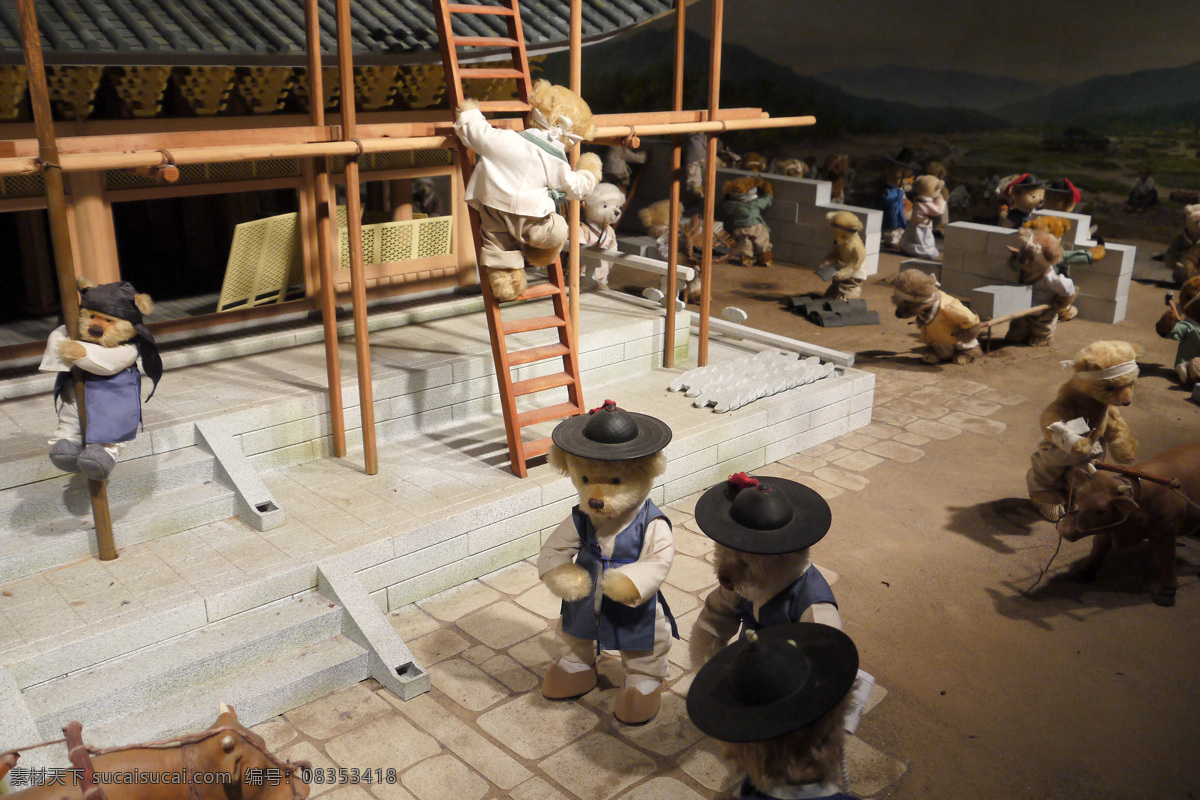 传统 工人 韩国 建筑 模型 生活百科 泰迪 熊 泰迪熊 tiddy 玩具 建造 造屋 文化 娱乐休闲 psd源文件