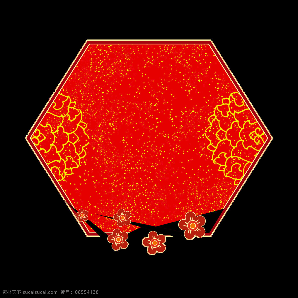 中国风边框 金色 中国红 中国风 新中风 波浪线 深红色 中式 传统 古典 回纹 圈环 红色 纯色 圆形 装饰 红 共享边框