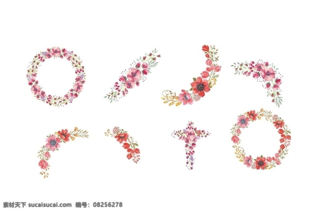 花环 婚庆 花纹 花朵 叶子 花边 底纹 时尚花纹 花纹边框 花纹相框
