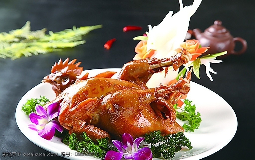 叫化鸡 烧鸡 烤鸡 窑鸡 荷叶鸡 整只鸡 餐饮美食 传统美食