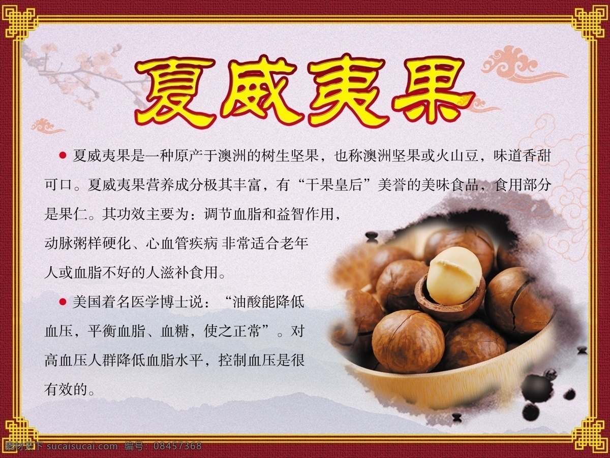 干果 坚果 营养 展板 夏威夷果