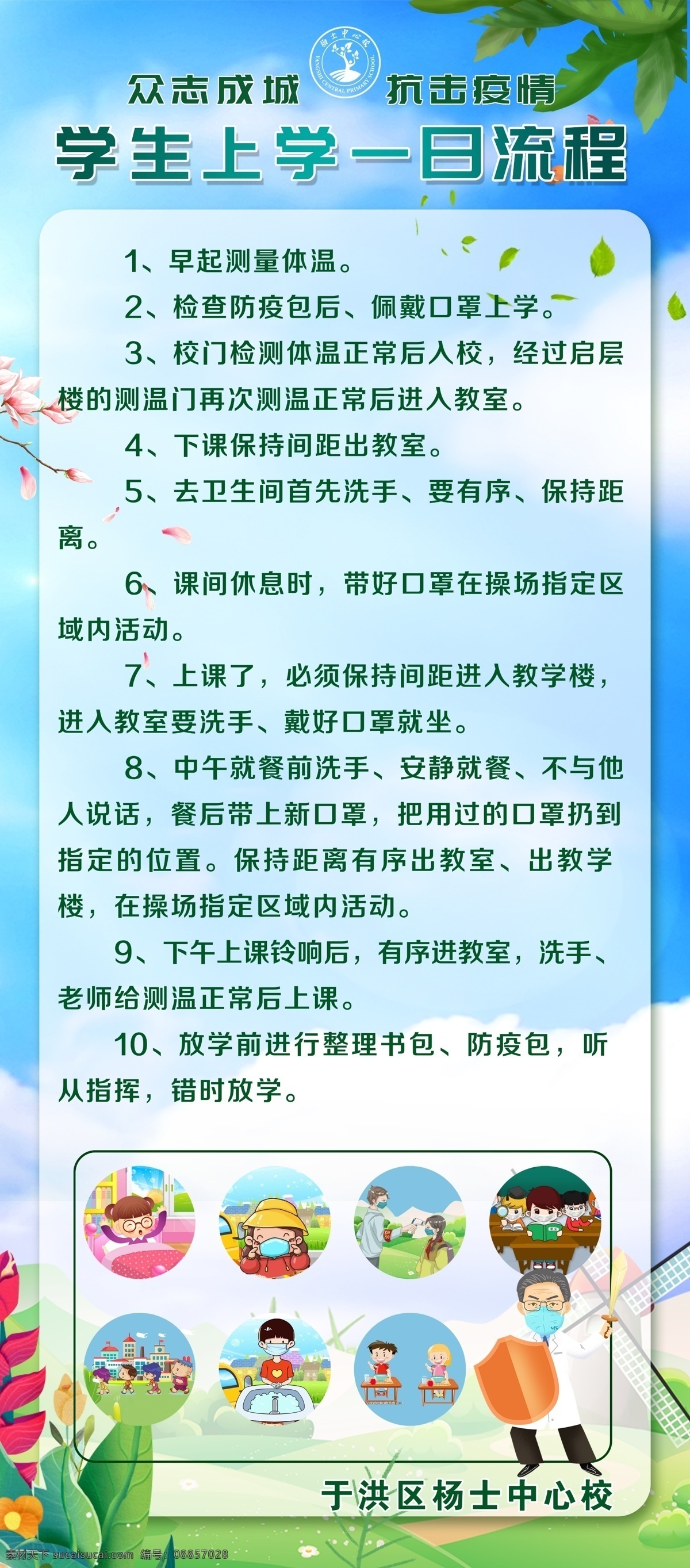 校园防疫 学生一日流程 流程图 防疫 校园防控 校园疫情防控