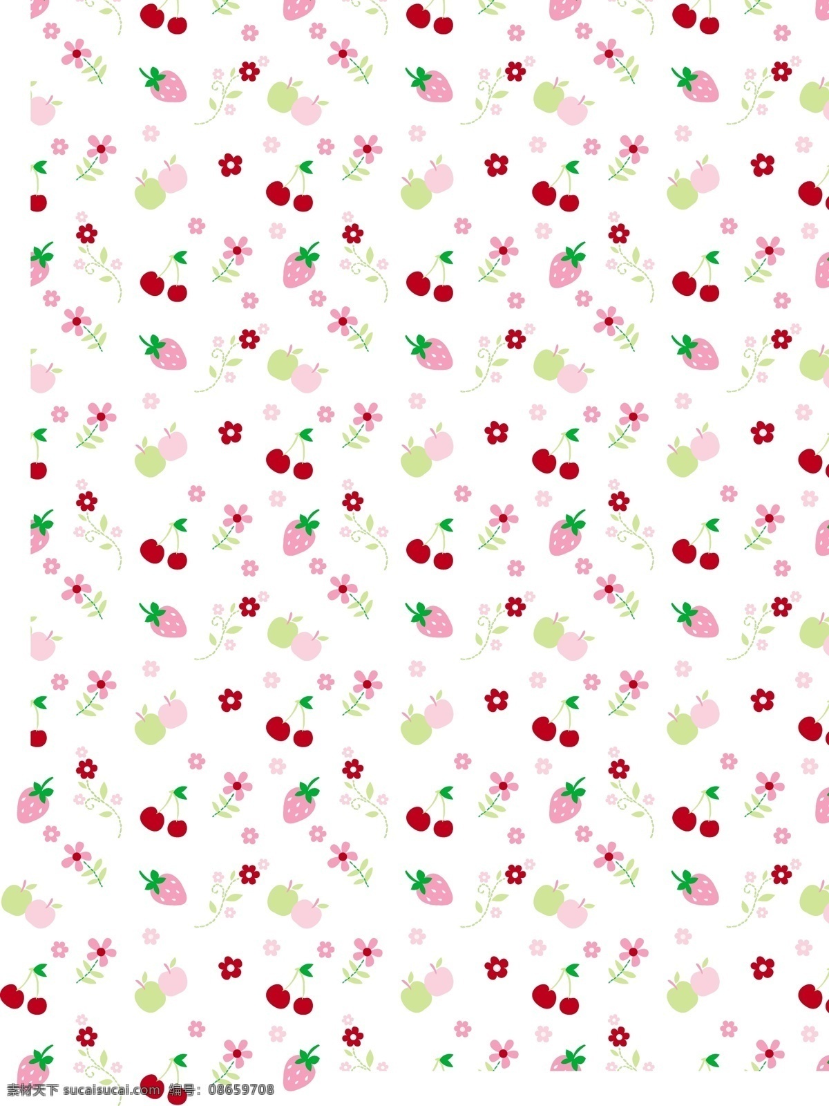 水果 底纹 草莓 小花 矢量图 花纹花边