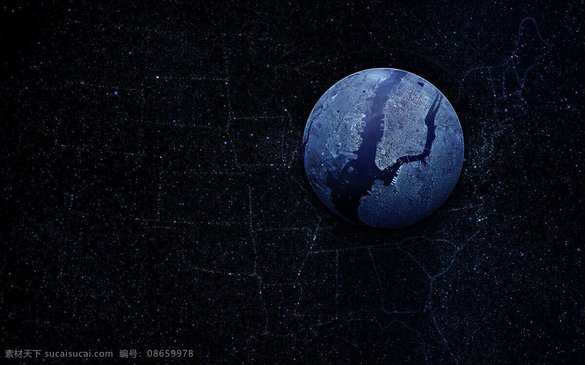黑色 蓝色 水球 星球 背景图片