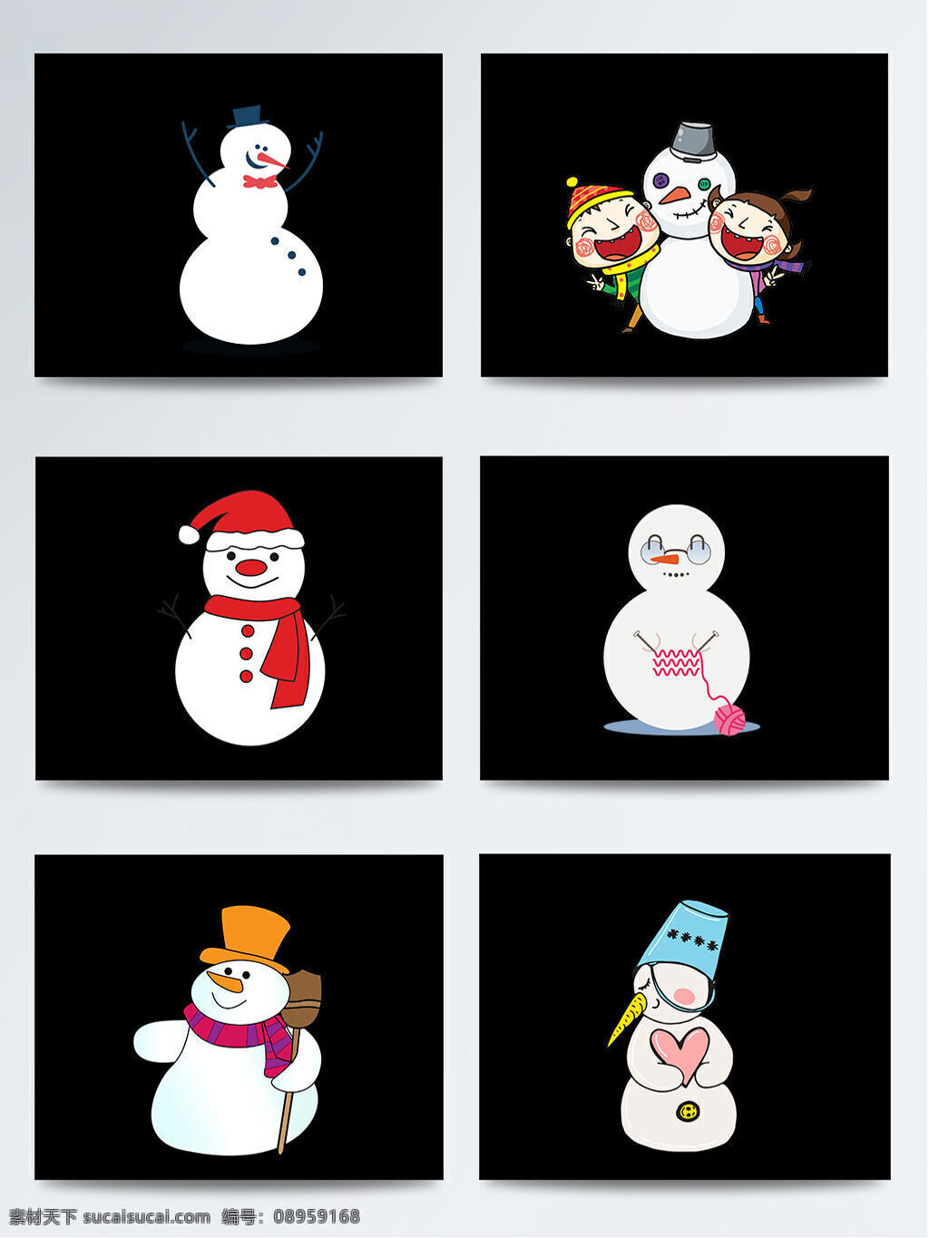 冬天 卡通 人物 雪人 元素 png元素 红色 胡萝卜 卡通人物 免抠元素 树枝 水桶 围巾