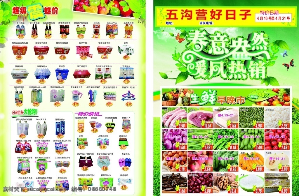 春季超市dm 春天 超市 dm 盎然 暖风 dm宣传单