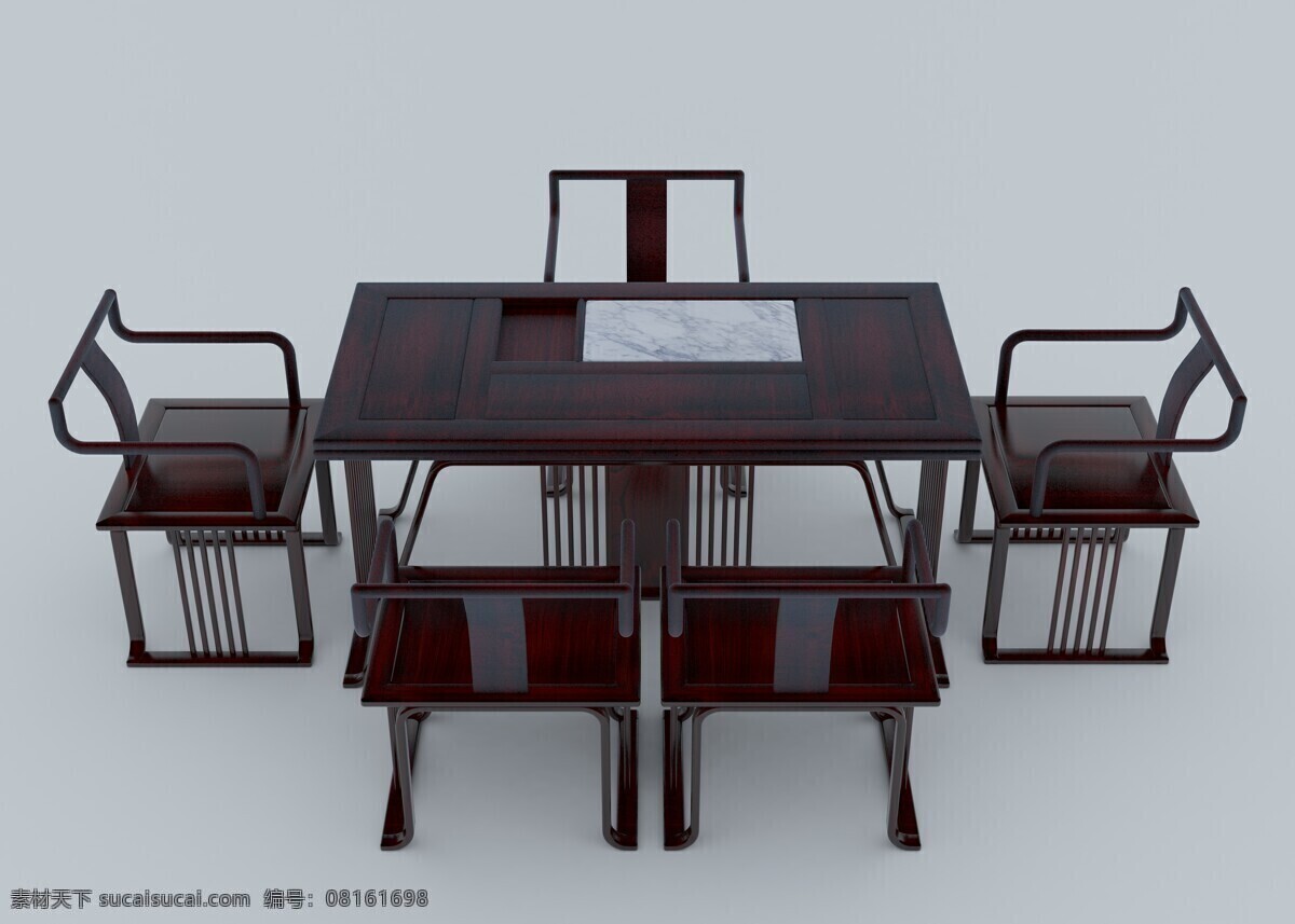 弧 影 茶桌 3d 建模 中式 木制 家具 立体 茶椅