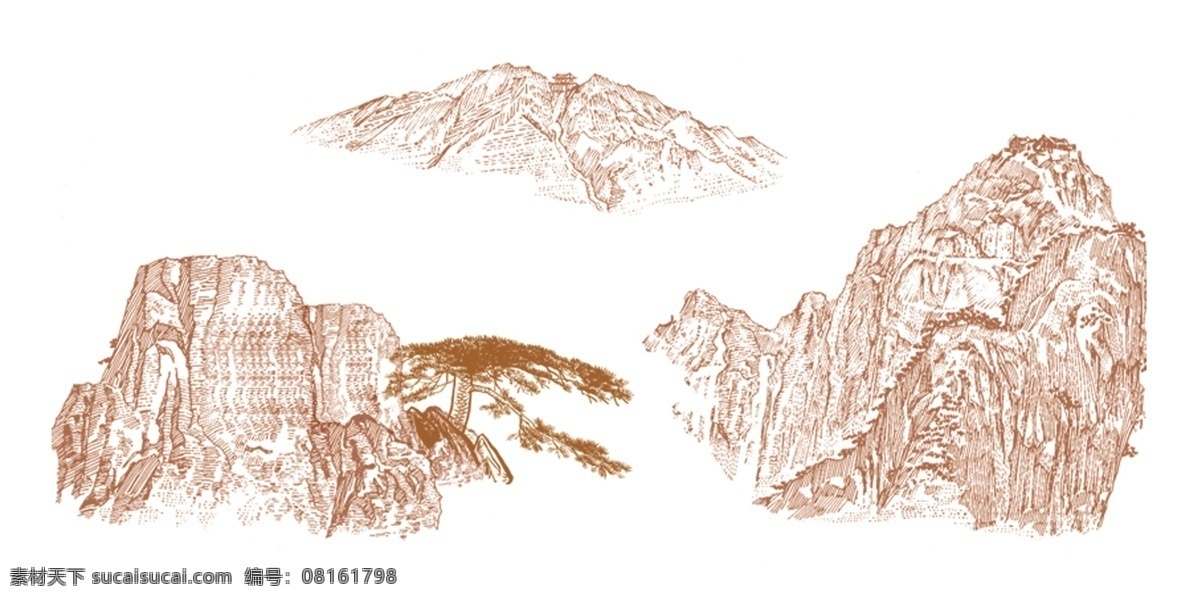 泰山 矢量 山 花纸 分层