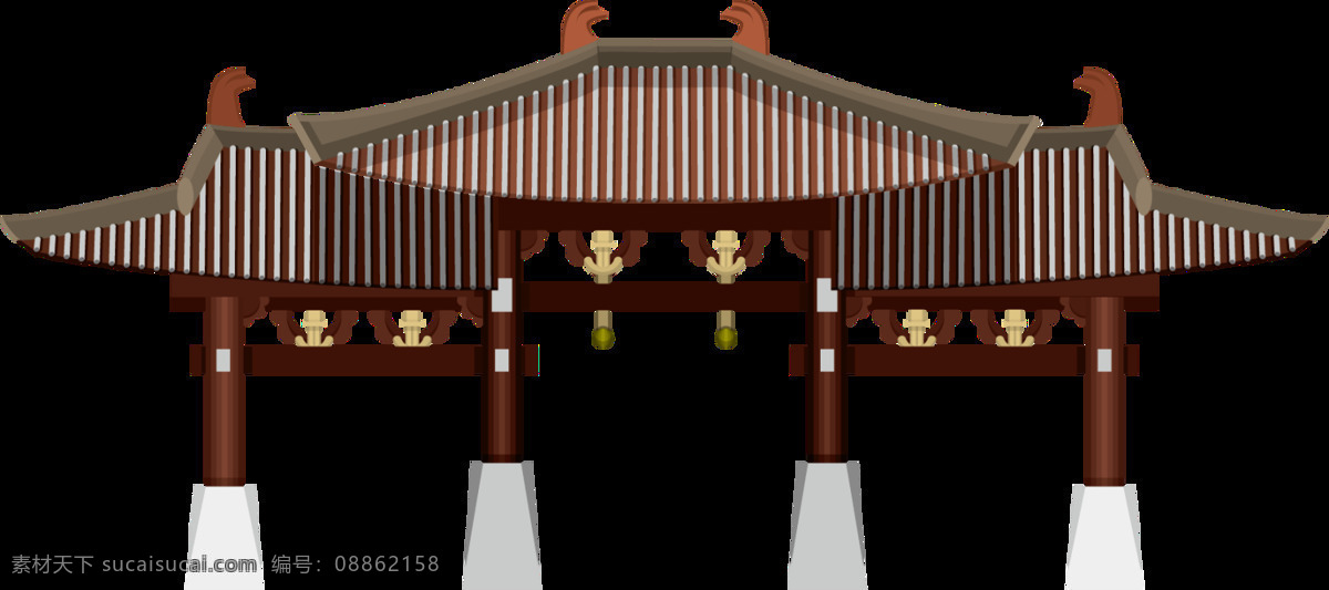 手绘 中国 风 建筑 元素 大气 复古 中国风 png元素 免抠元素 透明元素