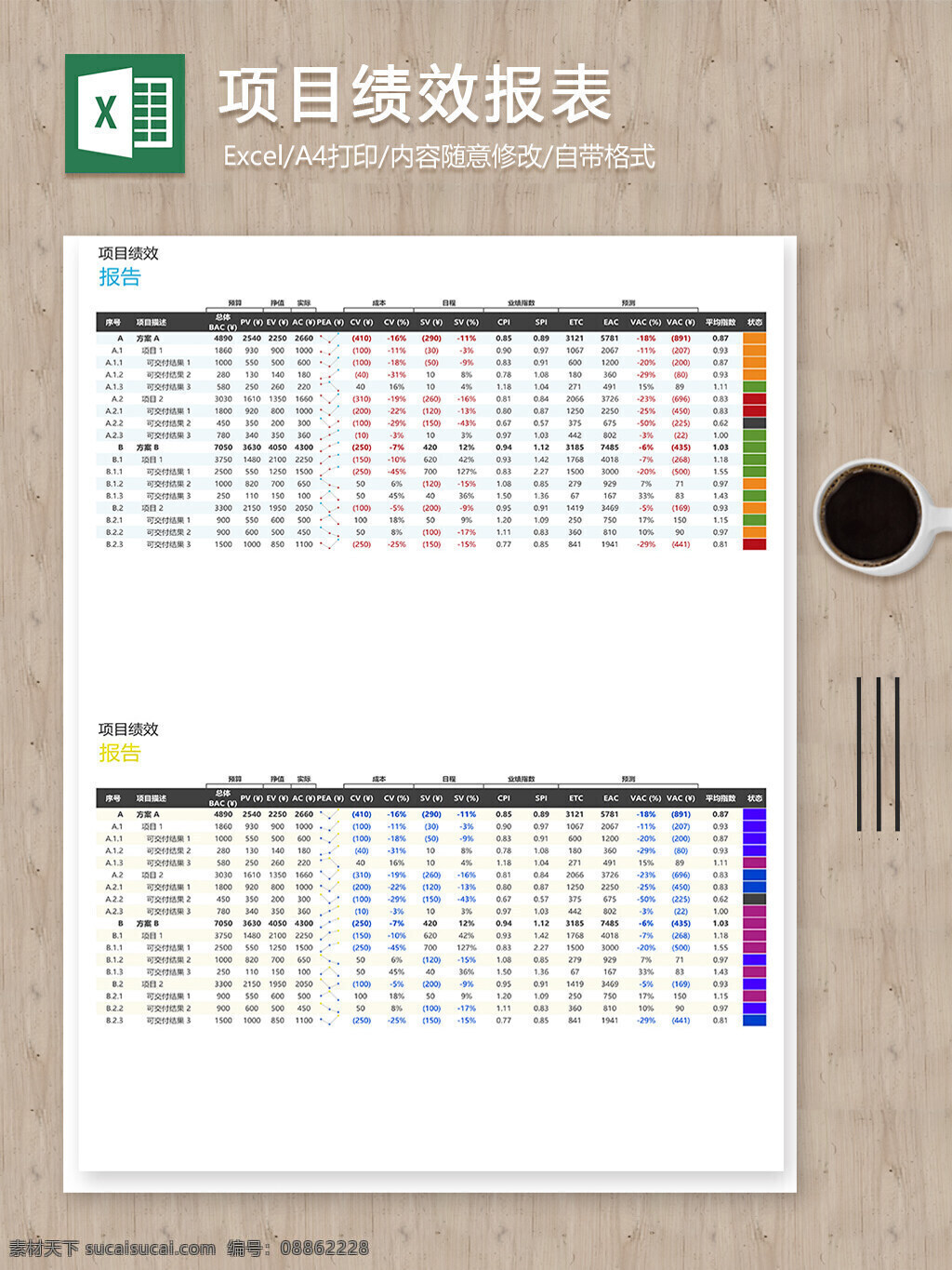 公司 项目 绩效 报告 数据 明细 记录 彩色 excel 表格 报表 表格模板 表格设计 财务表格 费用报表 公司报表 公司表格 绩效报表 绩效表格